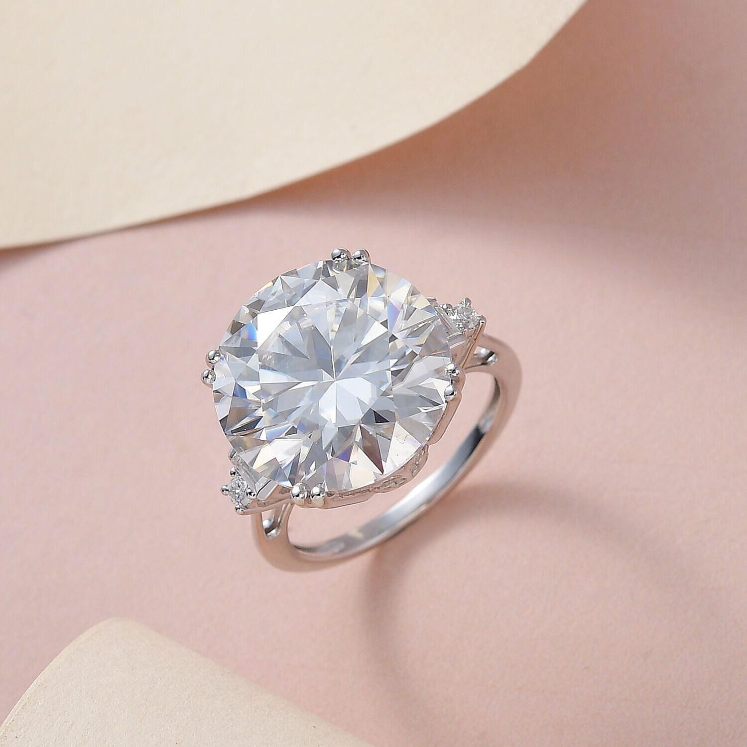 9K White Gold Moissanite Cluster Ring 11.64 Ct, Gold Wt. 3.40 Gms.