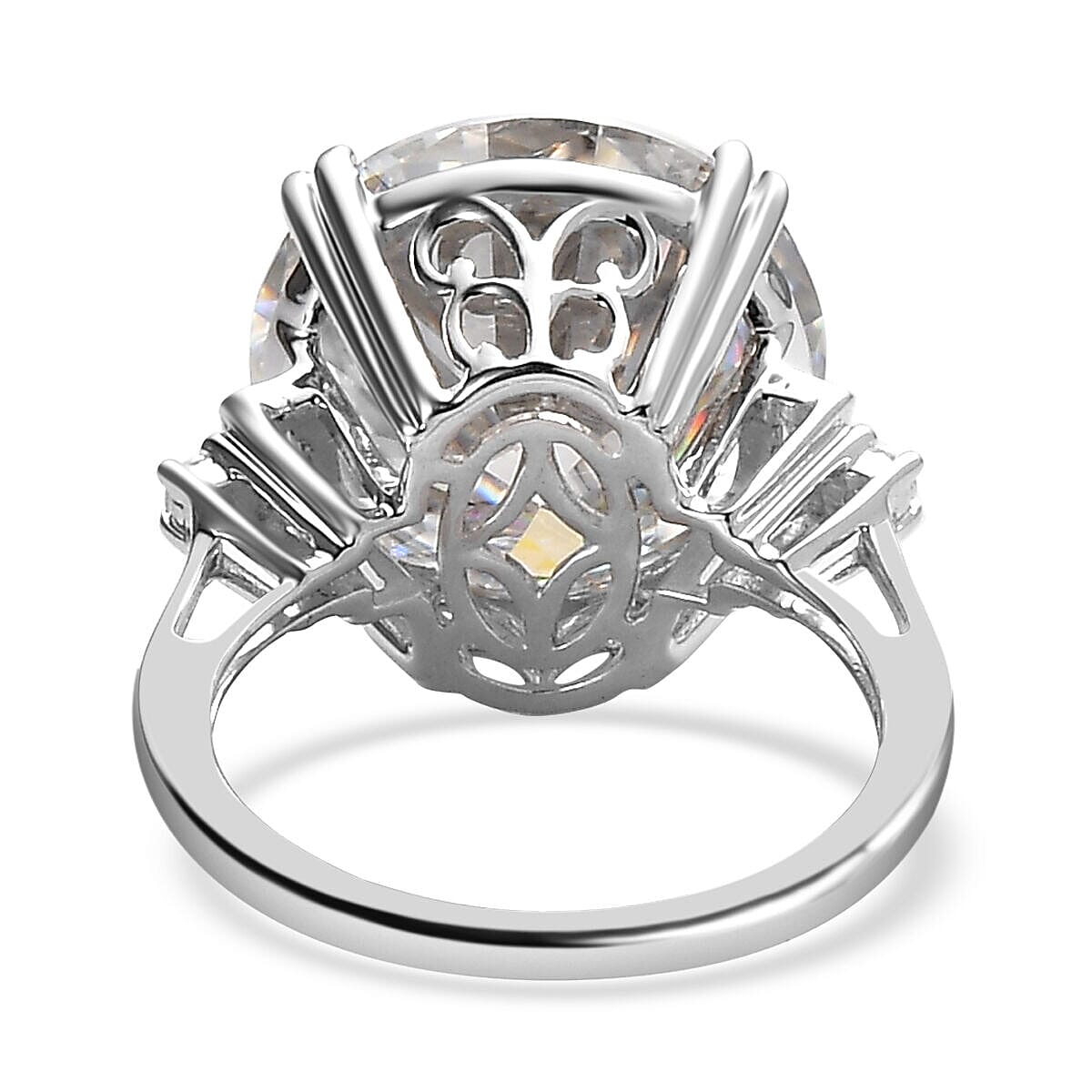 9K White Gold Moissanite Cluster Ring 11.64 Ct, Gold Wt. 3.40 Gms.