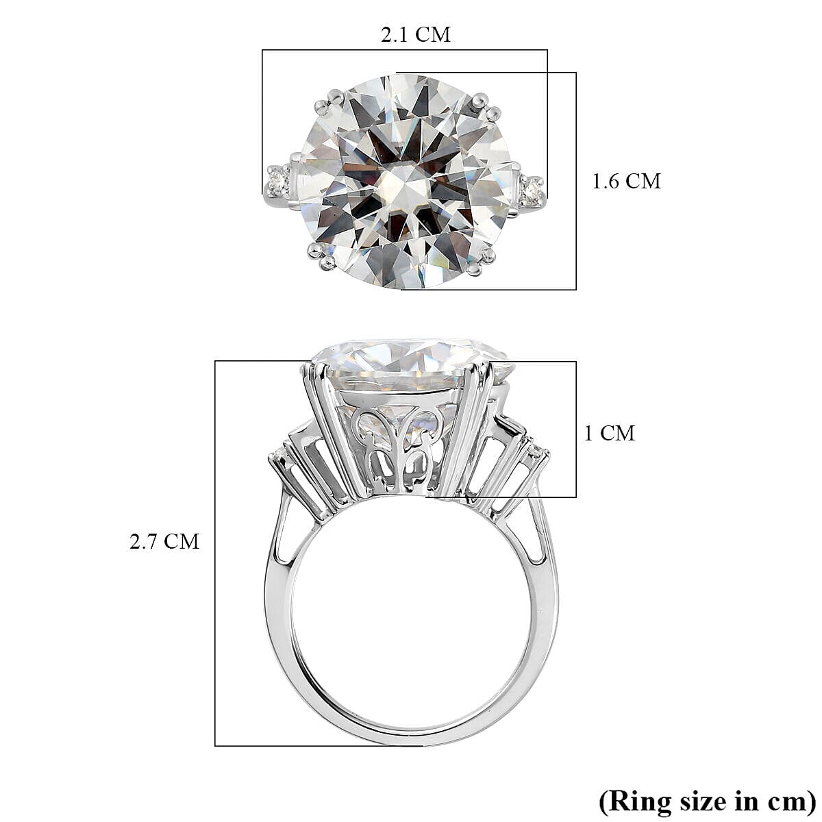 9K White Gold Moissanite Cluster Ring 11.64 Ct, Gold Wt. 3.40 Gms.