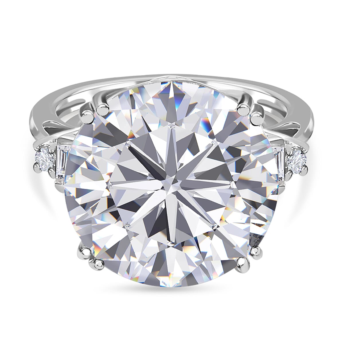 9K White Gold Moissanite Cluster Ring 11.64 Ct, Gold Wt. 3.40 Gms.