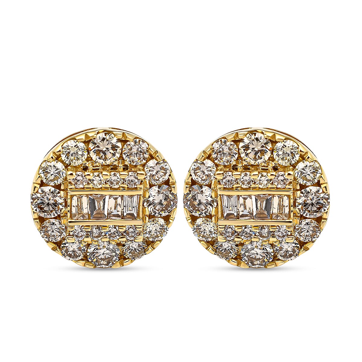 NY Close Out - 14K Yellow Gold Diamond (SI-G-H) Earrings (with Screw Back) 1.75 Ct.
