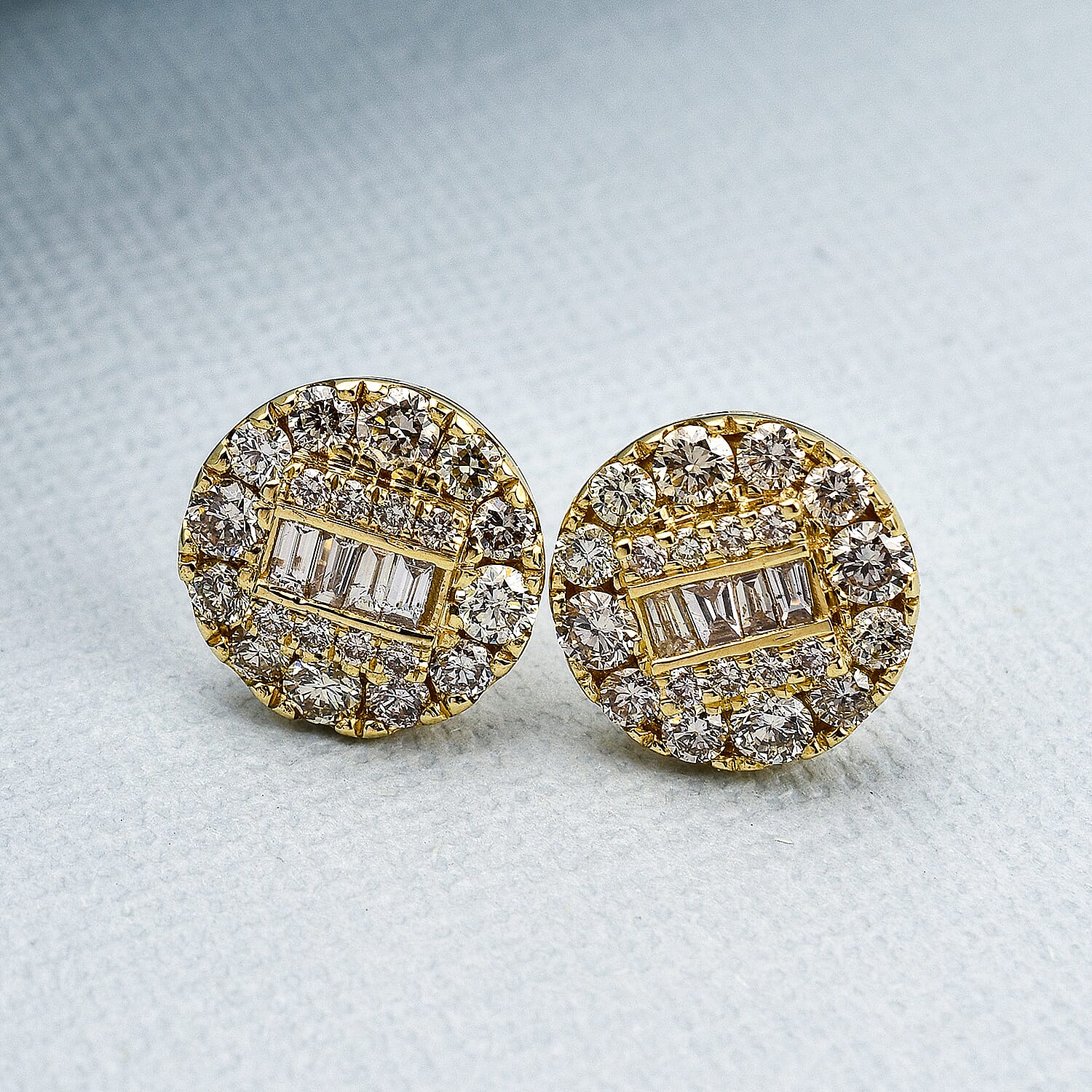 NY Close Out - 14K Yellow Gold Diamond (SI-G-H) Earrings (with Screw Back) 1.75 Ct.