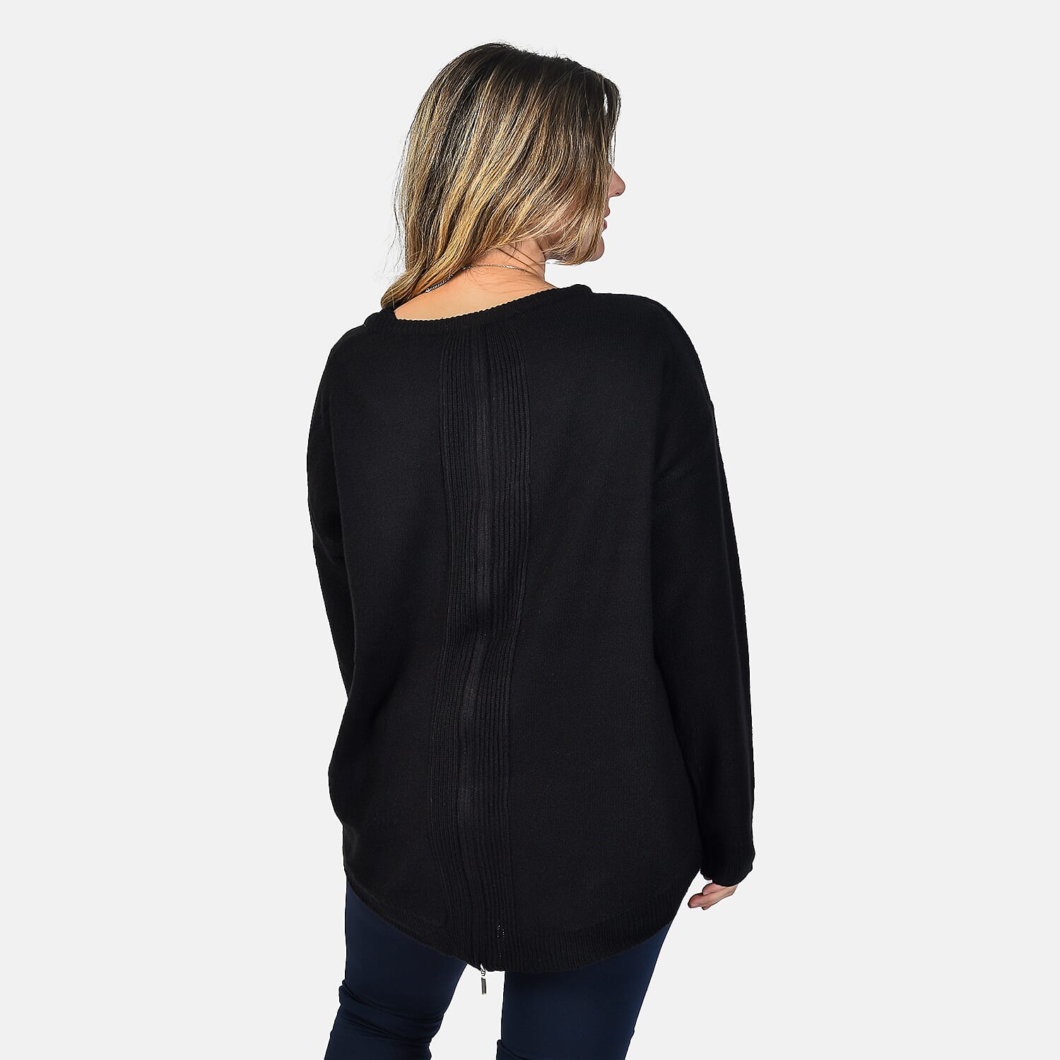 Long Sleeve Jumper with Zip (Size 18) - Black