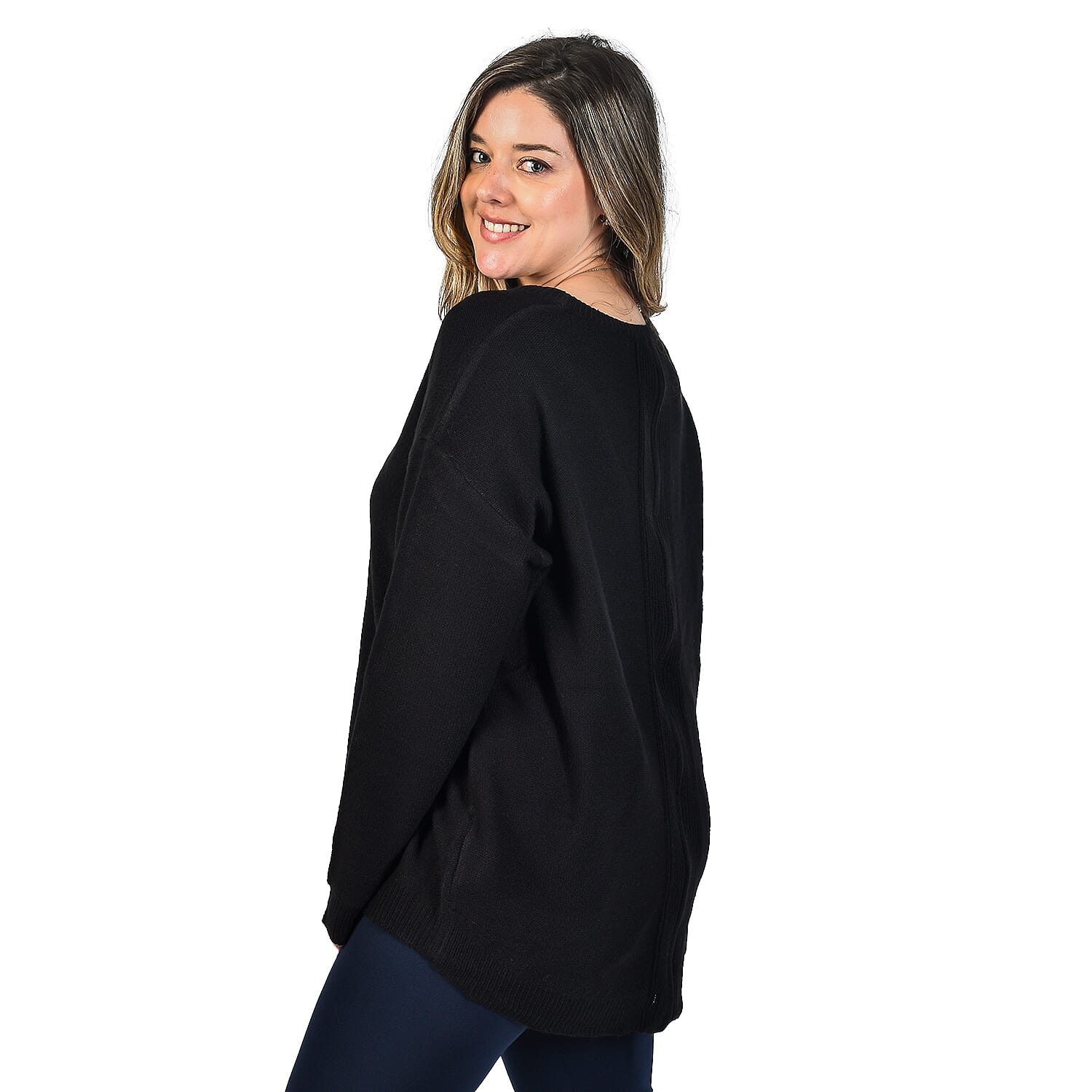 Long Sleeve Jumper with Zip (Size 18) - Black