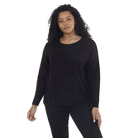 Long Sleeve Jumper with Zip (Size 20) - Black