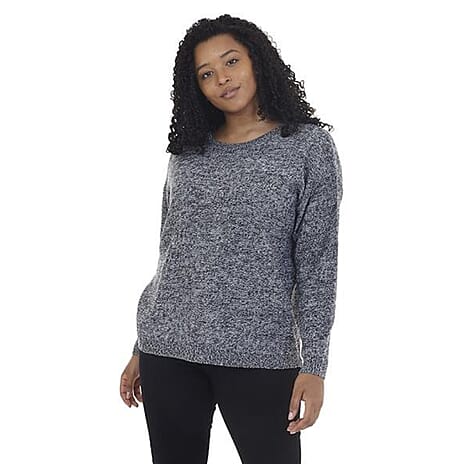 Long Sleeve Jumper with Zip (Size 20) - Black - Cream
