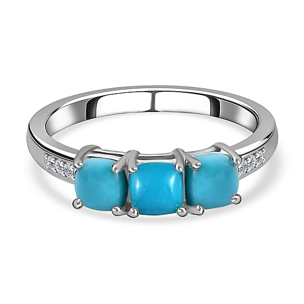 Arizona Sleeping Beauty Turquoise And Natural Cambodian Zircon Ring In