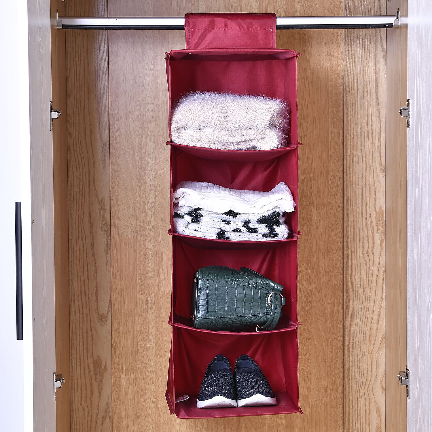 Homesmart 4 layer Hanging Organizer (Size 78x30x30 cm) - Burgundy