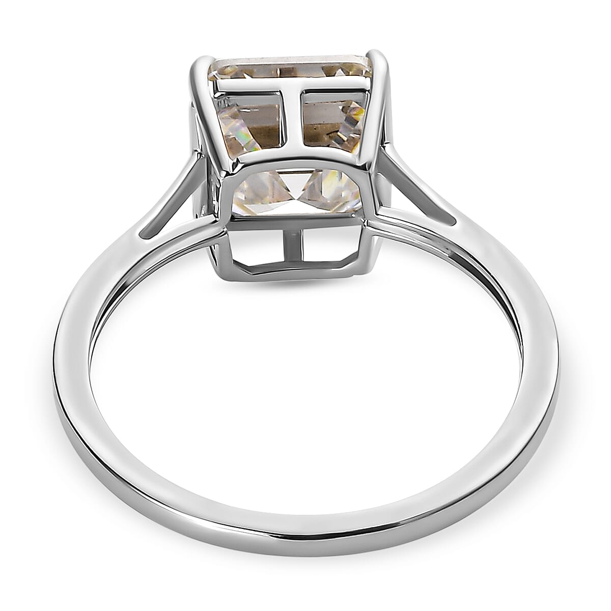 9K White Gold Strontium Titanate (Asscher Cut) Solitaire Ring 6.00 Ct.