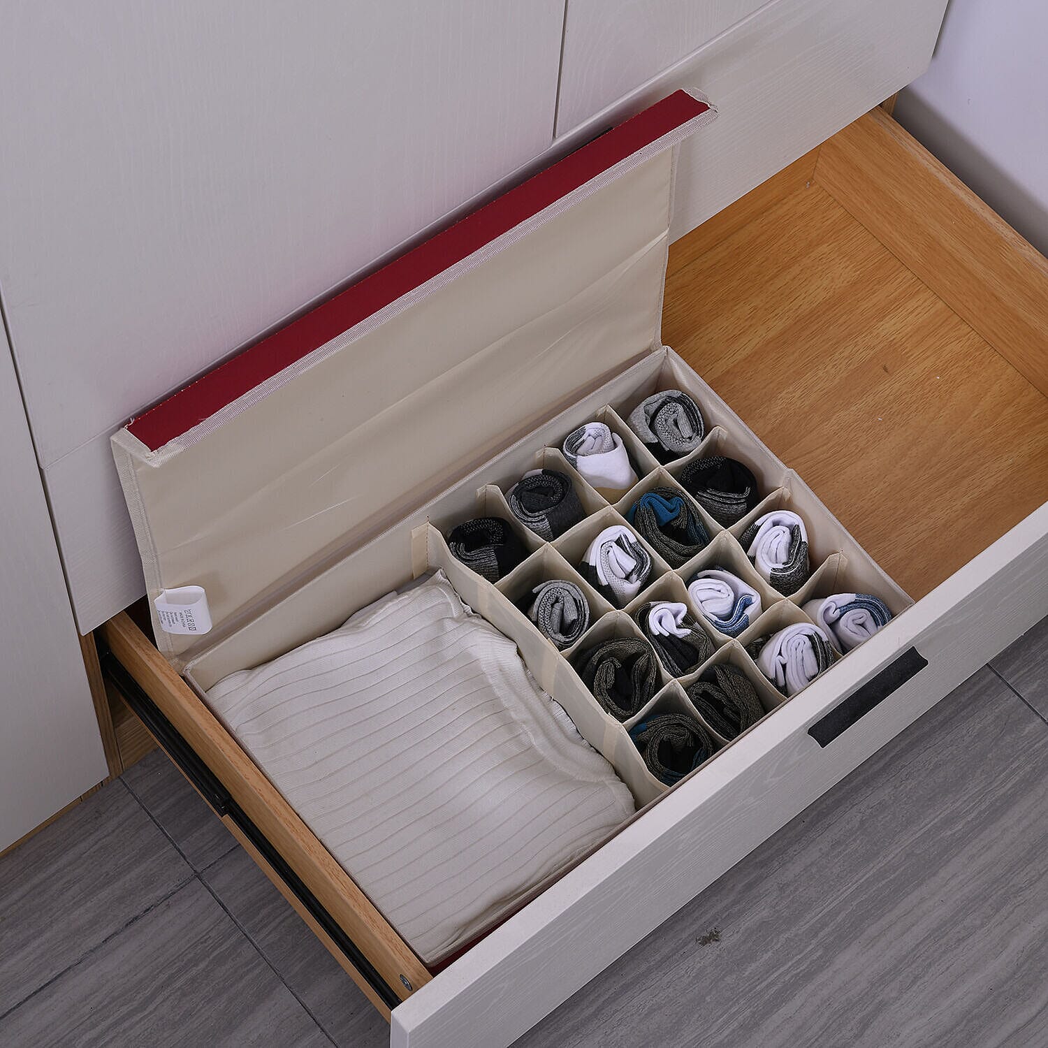 Homesmart 17 Compartment Storage Box - Shelf Organiser (Size 44x28x12 cm) - Burgundy