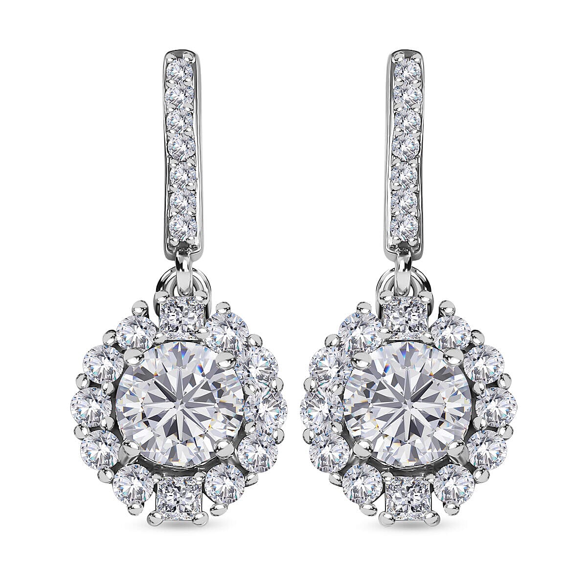9K White Gold Moissanite Earrings 2.39 Ct.