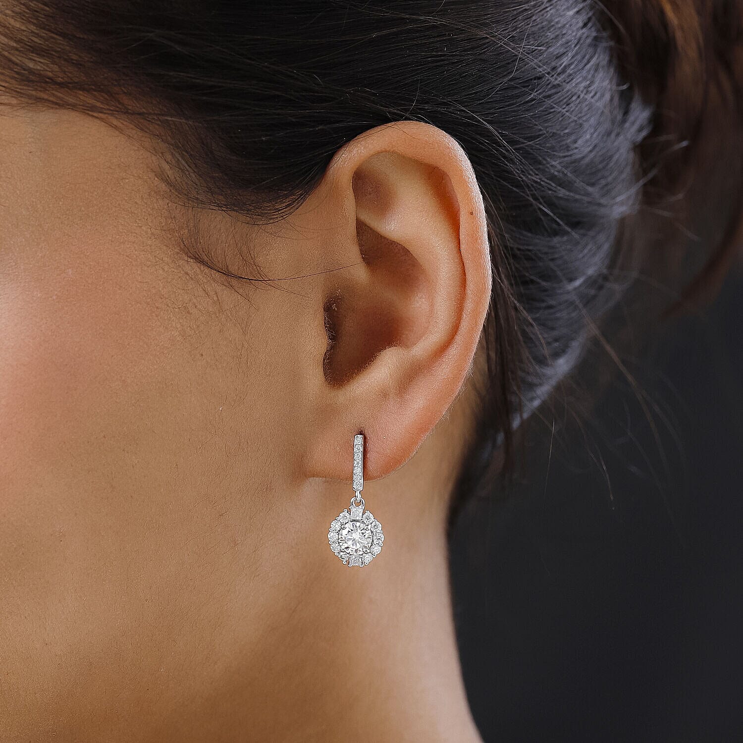 9K White Gold Moissanite Earrings 2.39 Ct.