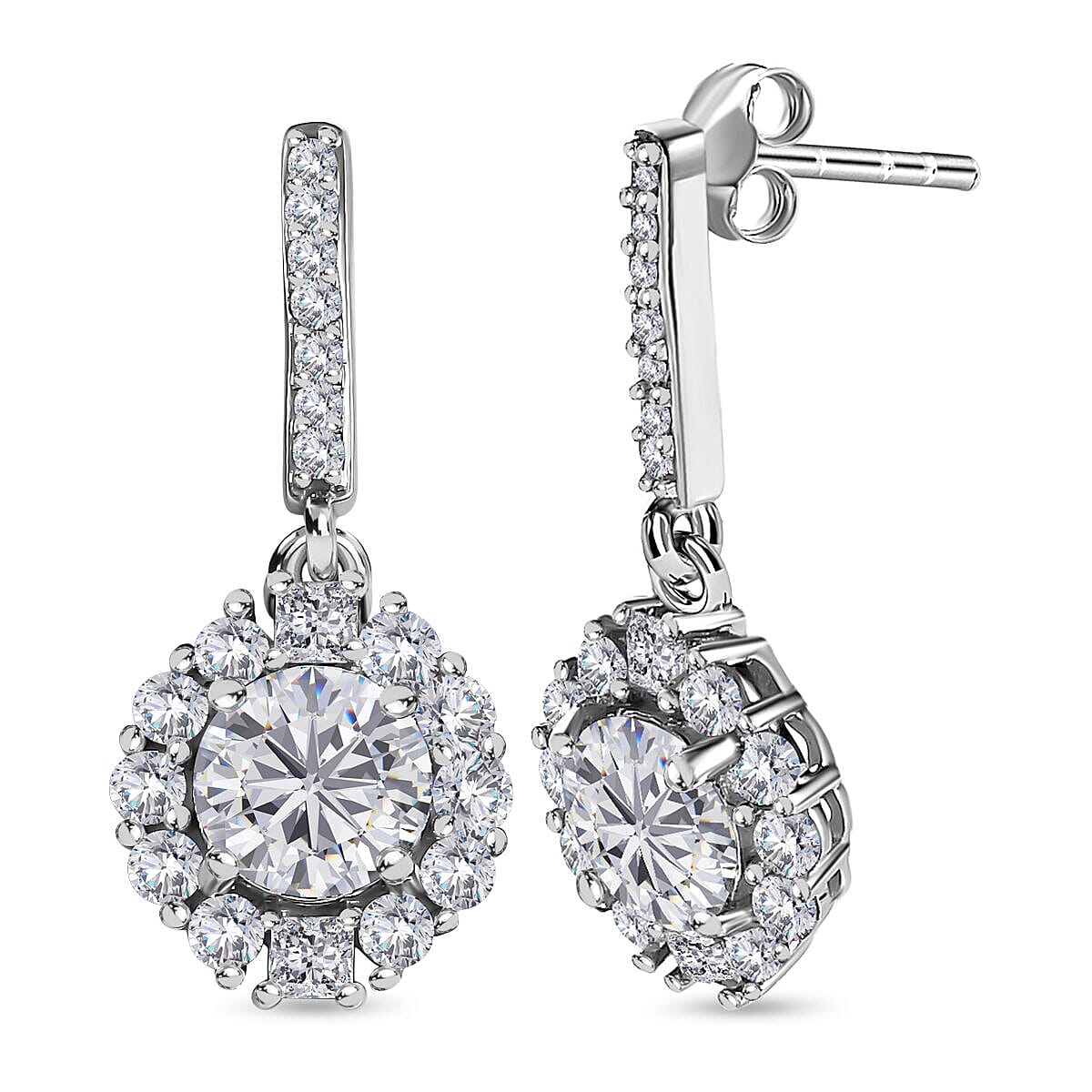 9K White Gold Moissanite Earrings 2.39 Ct.