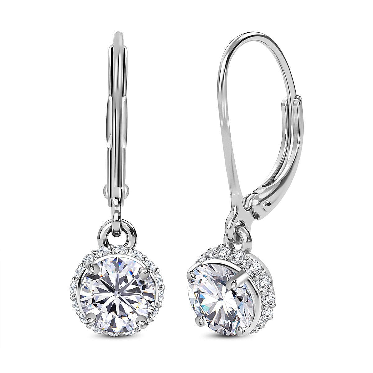 9K White Gold Moissanite Earrings 1.72 Ct