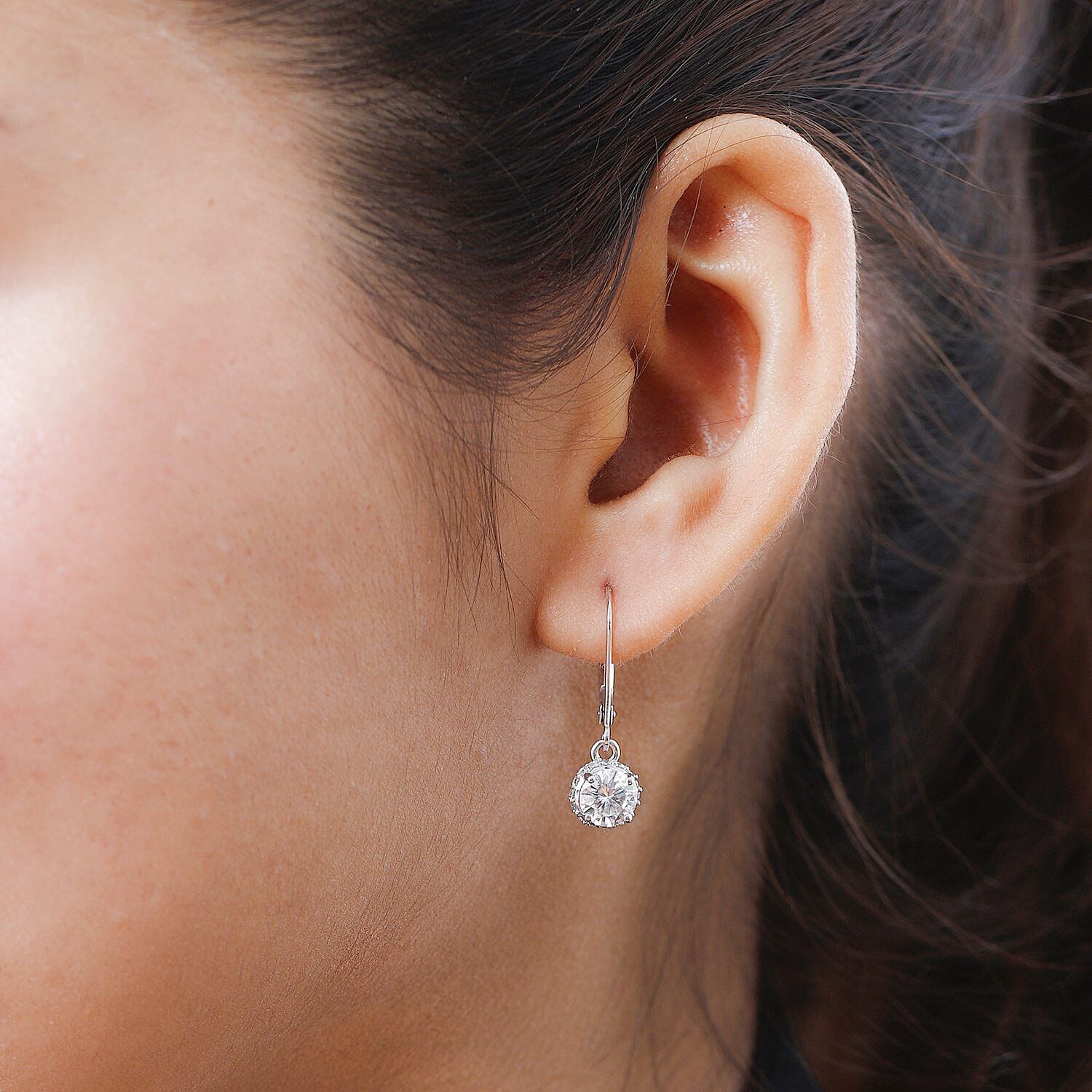 9K White Gold Moissanite Earrings 1.72 Ct