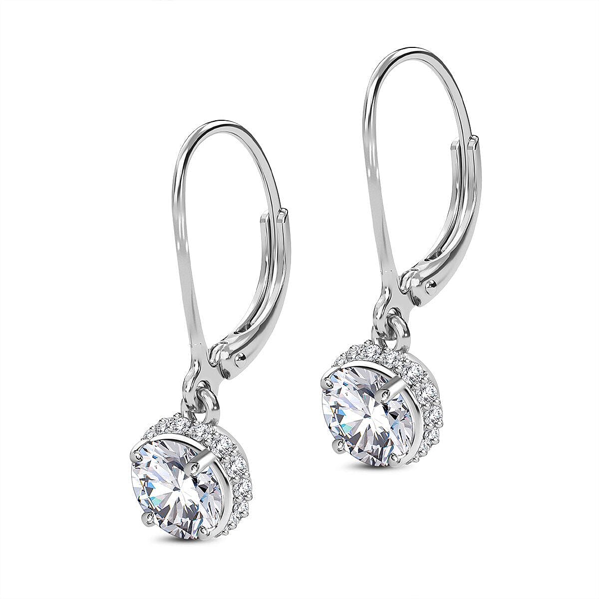 9K White Gold Moissanite Earrings 1.72 Ct