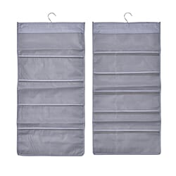 Set of 2 - Homesmart Double Sided Hanging Storage Organizer with 15 & 30 Compartments (Size 80x40x15 cm) - Grey