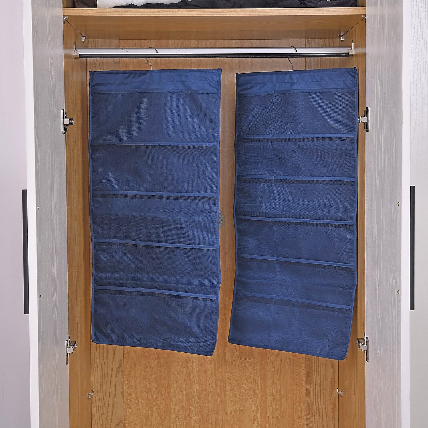 Set of 2 - Homesmart Double Sided Hanging Storage Organizer with 15 - 30 Compartments (Size 80x40x15 cm) - London Blue