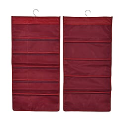 Set of 2 - Homesmart Double Sided Hanging Storage Organizer with 15 & 30 Compartments (Size 80x40x15 cm) - Grey