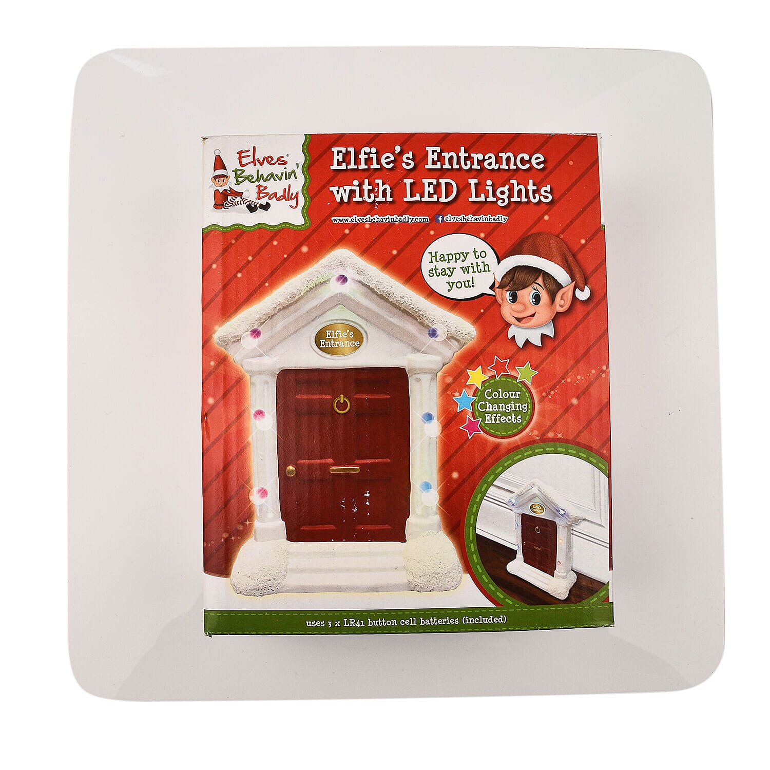 LED Light Up Snow Entrance Door Christmas Deco with Multi Colour Flashing LED Lights