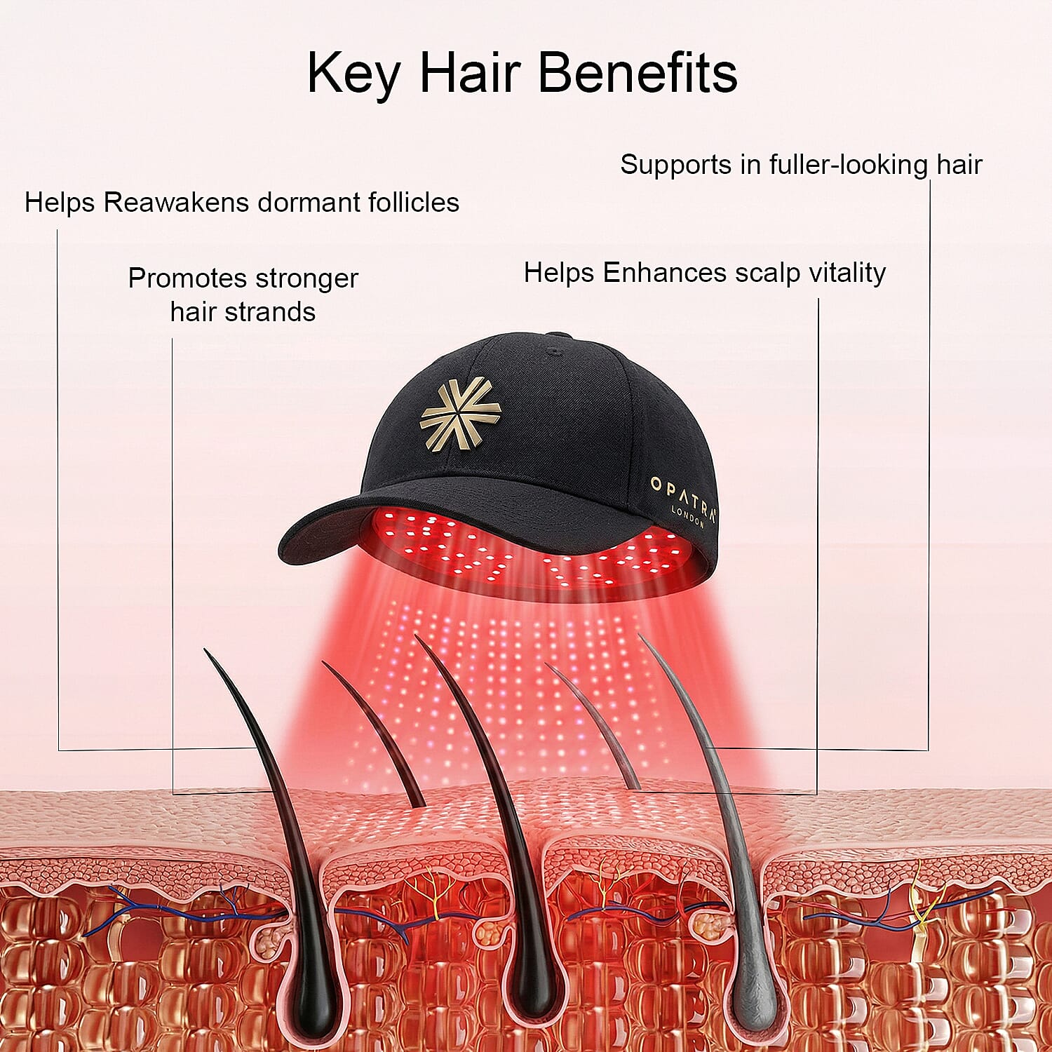 Opatra Lumicap Pro - Light Therapy for Hair Growth - 88 Lights - with Lifetime Warranty