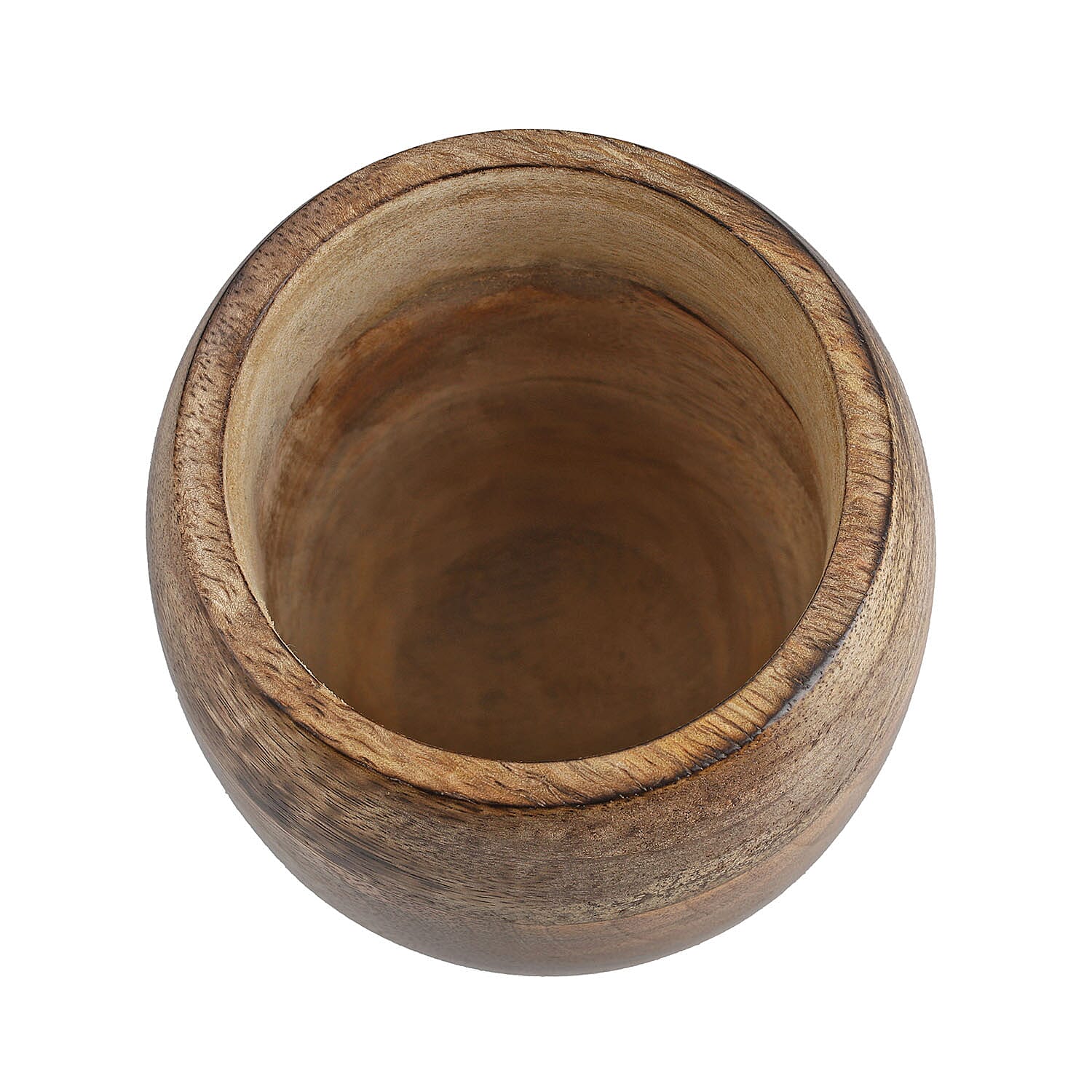 Wooden Mortar and Pestle with Lid Kitchen Set (Size 15x10 cm) - Natural Brown