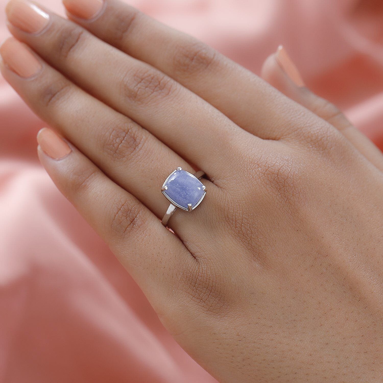 Hackmanite Ring in Platinum Overlay Sterling Silver 3.13 Ct.