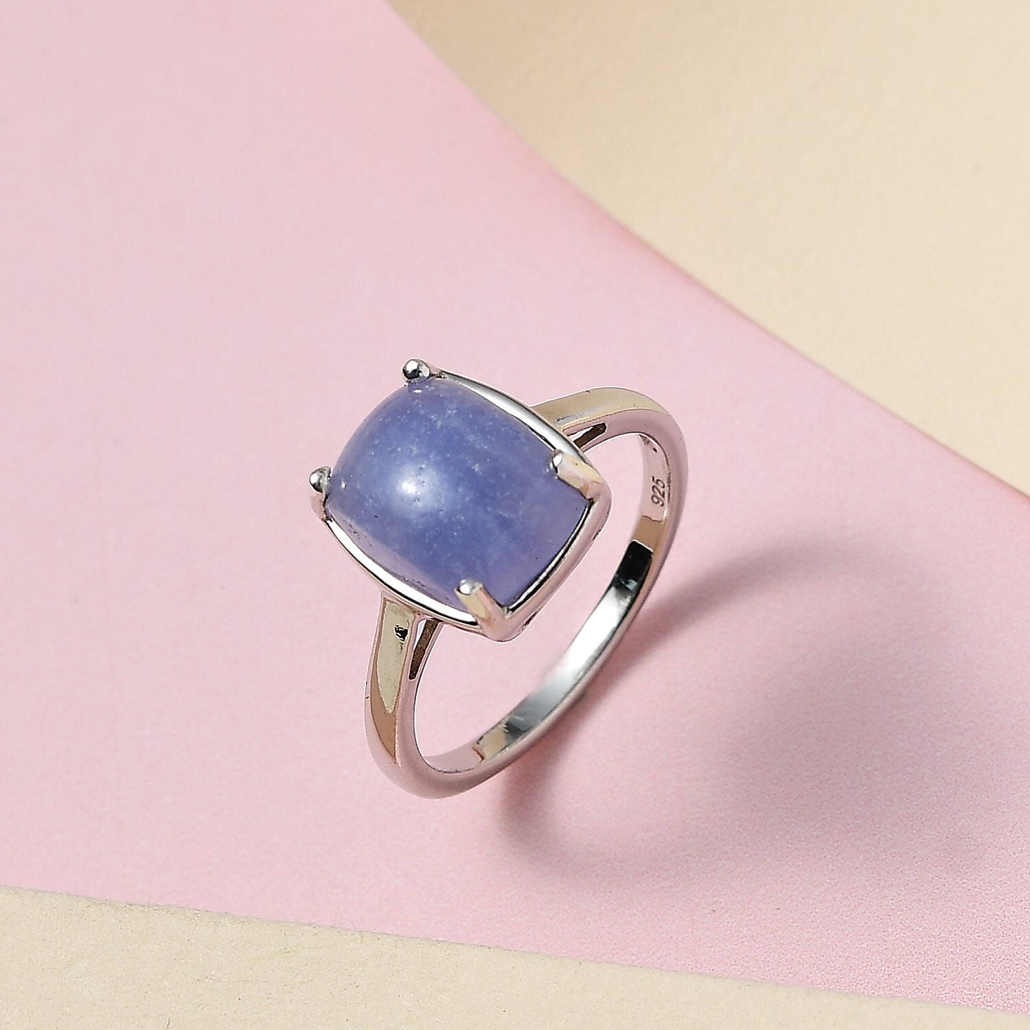 Hackmanite Ring in Platinum Overlay Sterling Silver 3.13 Ct.