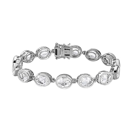 Doorbuster Hyalite Opal Bracelet (Size 7.5) in Sterling Silver 17.22 Ct, Silver Wt. 15.50 Gms.