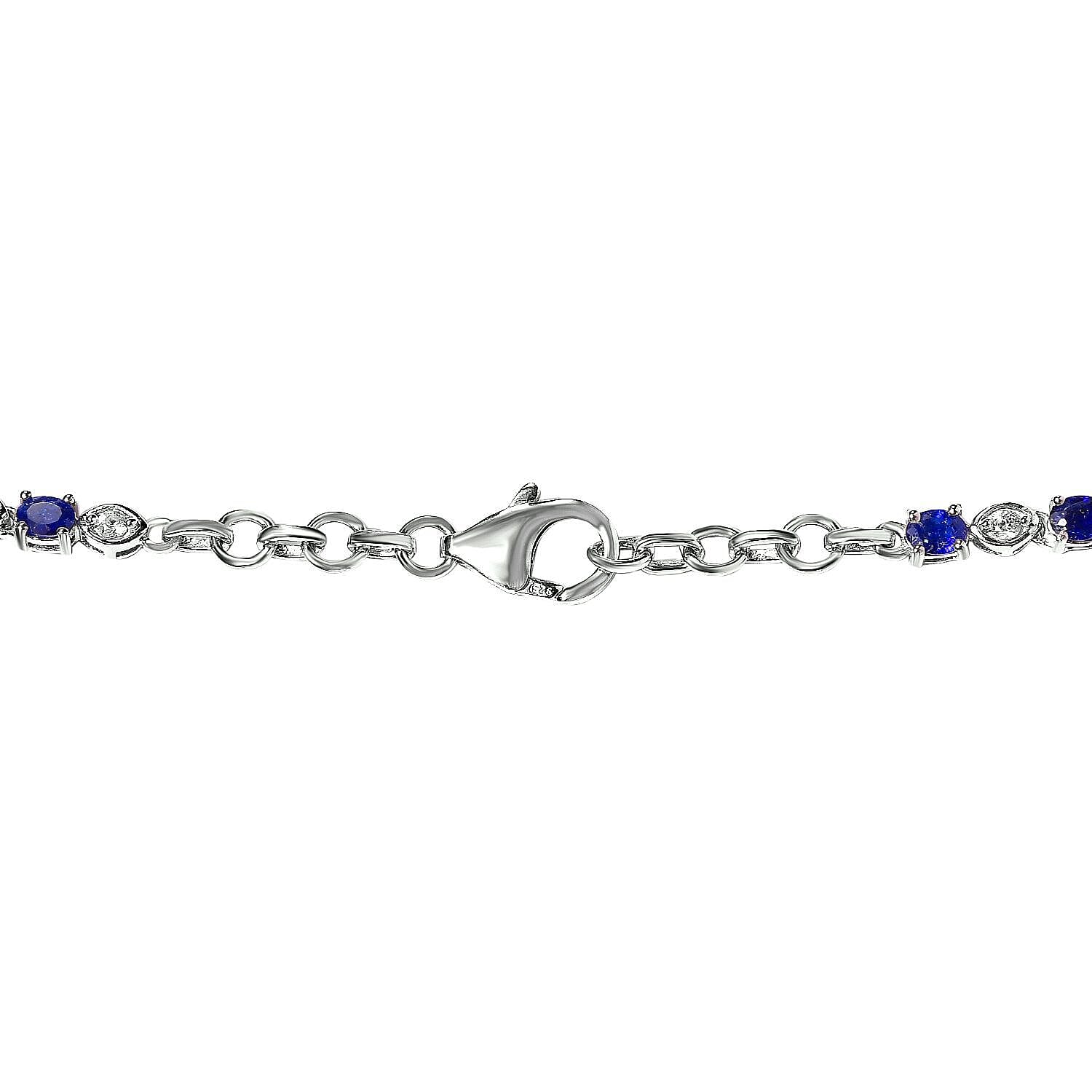 Designer Inspired - Masoala Sapphire and Natural Zircon Necklace (Size - 20) in Platinum Overlay Sterling Silver 17.06 Ct.