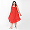 Tamsy Rayon Solid Dress (Size 44x1 in) - Red & Red