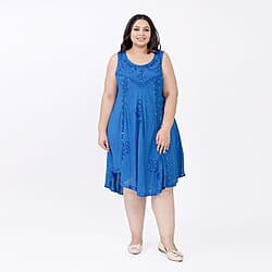 Tamsy Rayon Solid Dress (Size 44x1 in) - Red & Red