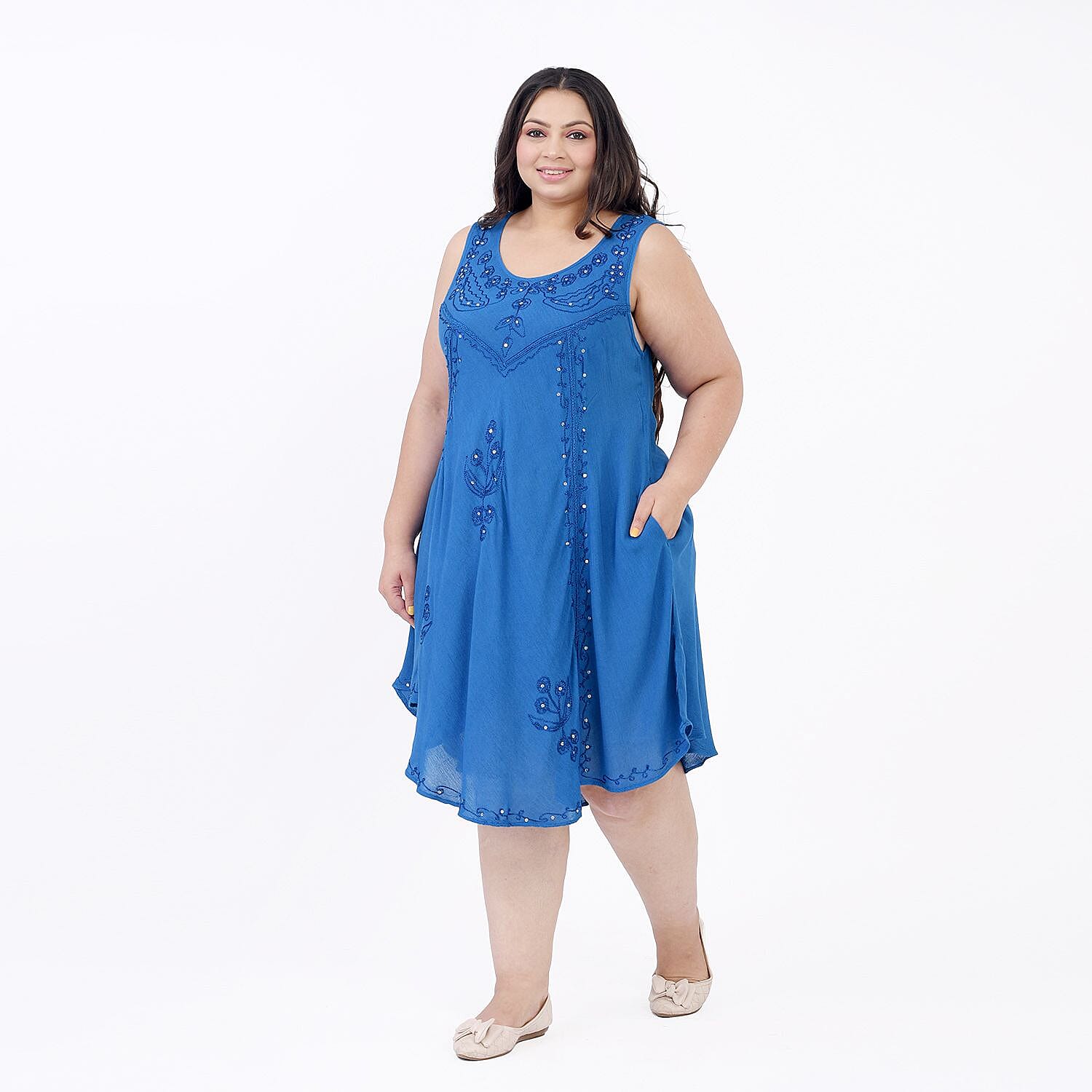 Tamsy Rayon Solid Dress (Size 44x1 in) - Red & Red