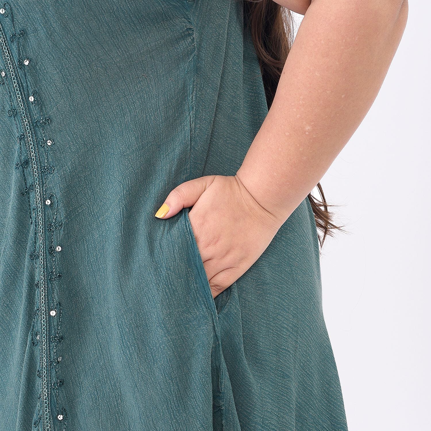 Tamsy Rayon Solid Dress (Size 44x1 in) - Red & Red