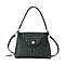 Genuine Leather Patterned Crossbody Bag (Size 27x10x19 cm) - Black & Black