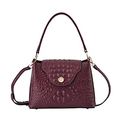 Genuine Leather Patterned Crossbody Bag (Size 27x10x19 cm) - Black & Black