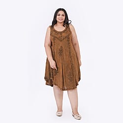 Tamsy Rayon Solid Dress (Size 44x1 in) - Red & Red