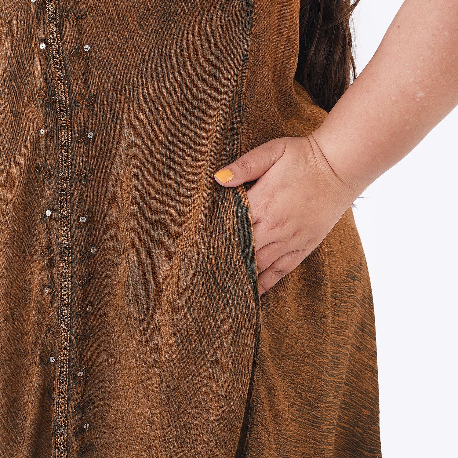 Tamsy Rayon Solid Dress (Size 44x1 in) - Red & Red