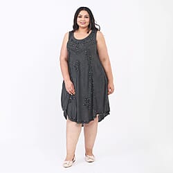 Tamsy Rayon Solid Dress (Size 44x1 in) - Red & Red