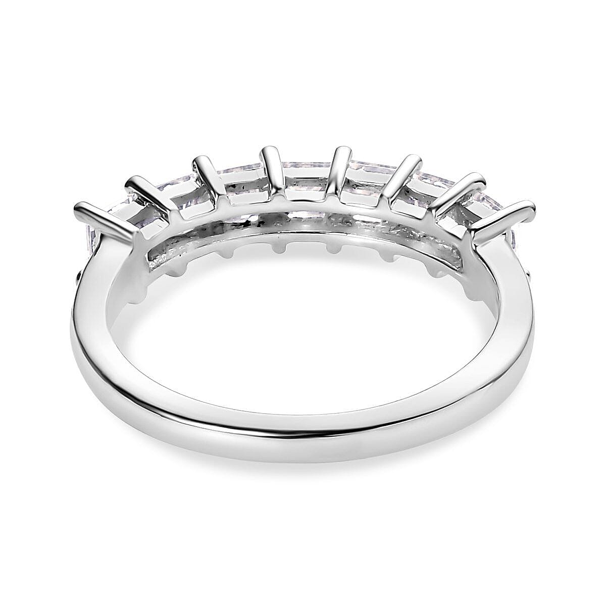 Moissanite Half Eternity Ring in Platinum Overlay Sterling Silver 1.00 Ct.