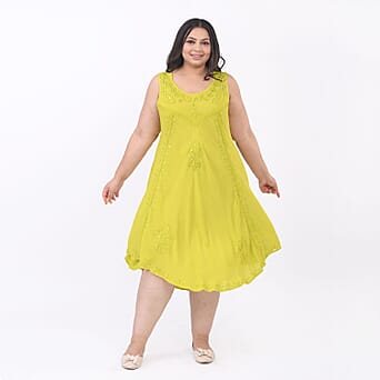 https://tjcuk.sirv.com/Products/72/6/7263564/Tamsy-Rayon-Solid-Dress-Size-44x1-in-Lime-Red_7263564.jpg?w=342&h=342