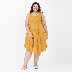 Tamsy Rayon Solid Dress (Size 44x1 in) - Red & Red