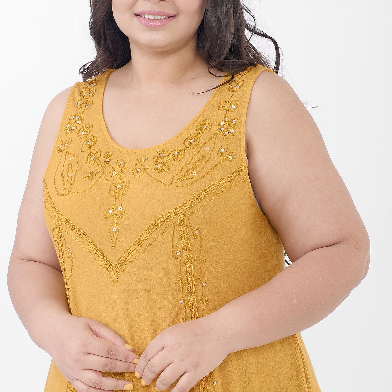 Tamsy Rayon Solid Dress (Size 44x1 in) - Red & Red