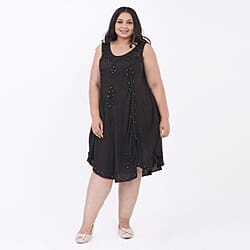 Tamsy Rayon Solid Dress (Size 44x1 in) - Red & Red