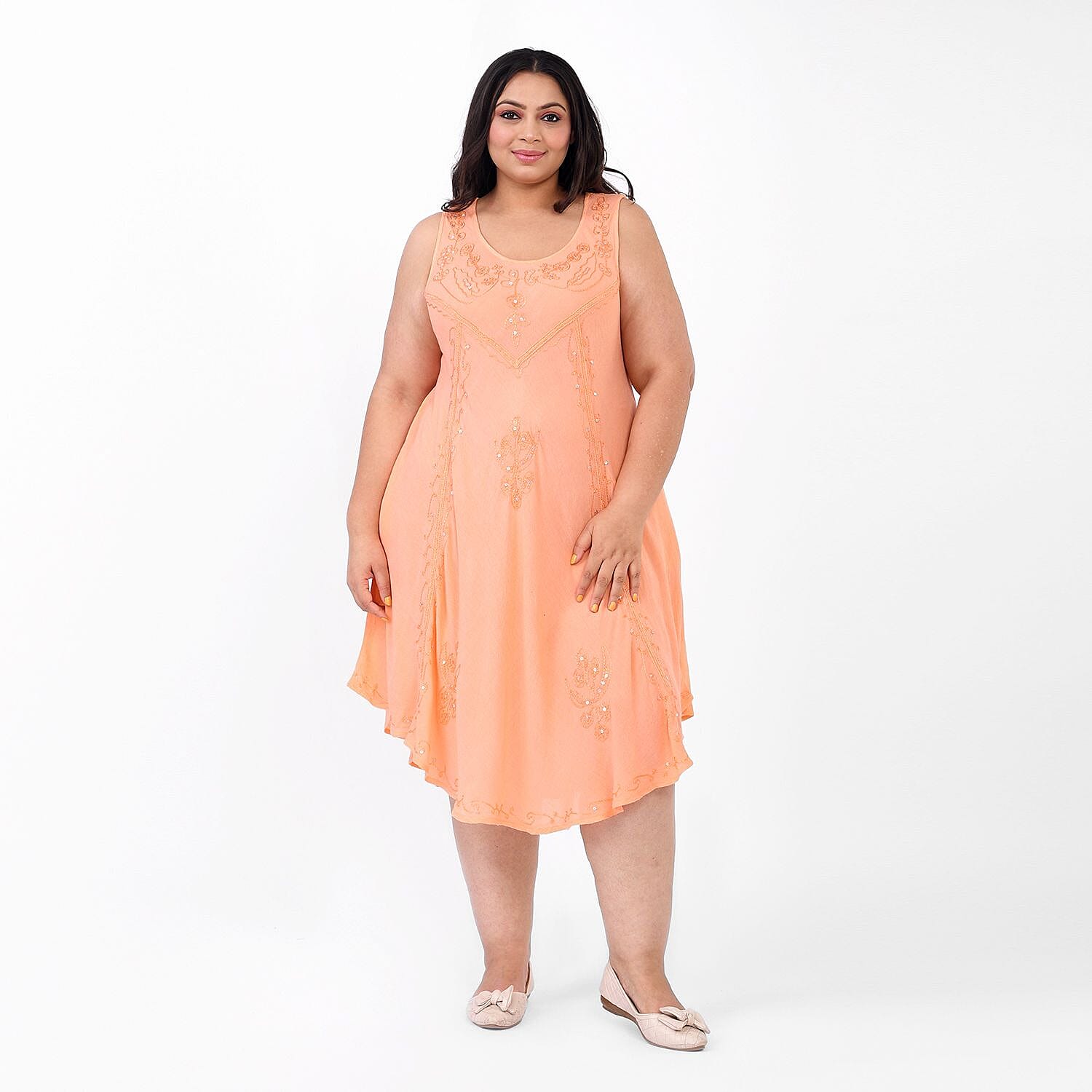 Tamsy Rayon Solid Dress (Size 44x1 in) - Red & Red