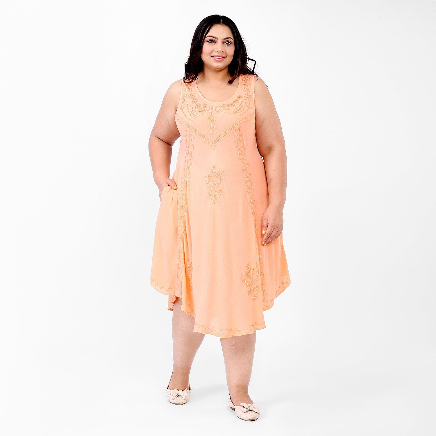 Tamsy Rayon Solid Dress (Size 44x1 in) - Red & Red