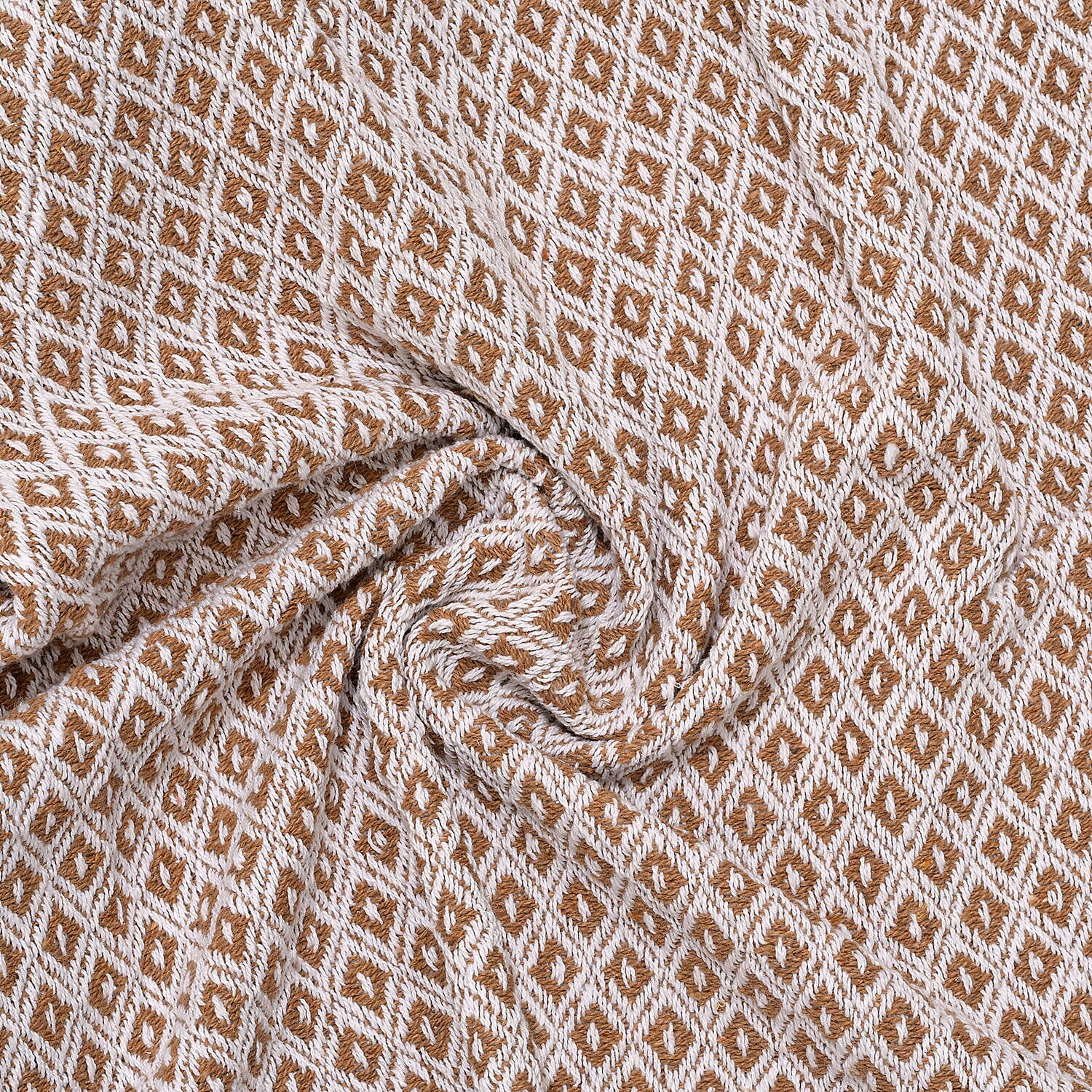 Cotton Chevron Patterned Throw Blanket (Size 170x130 cm) - Brown