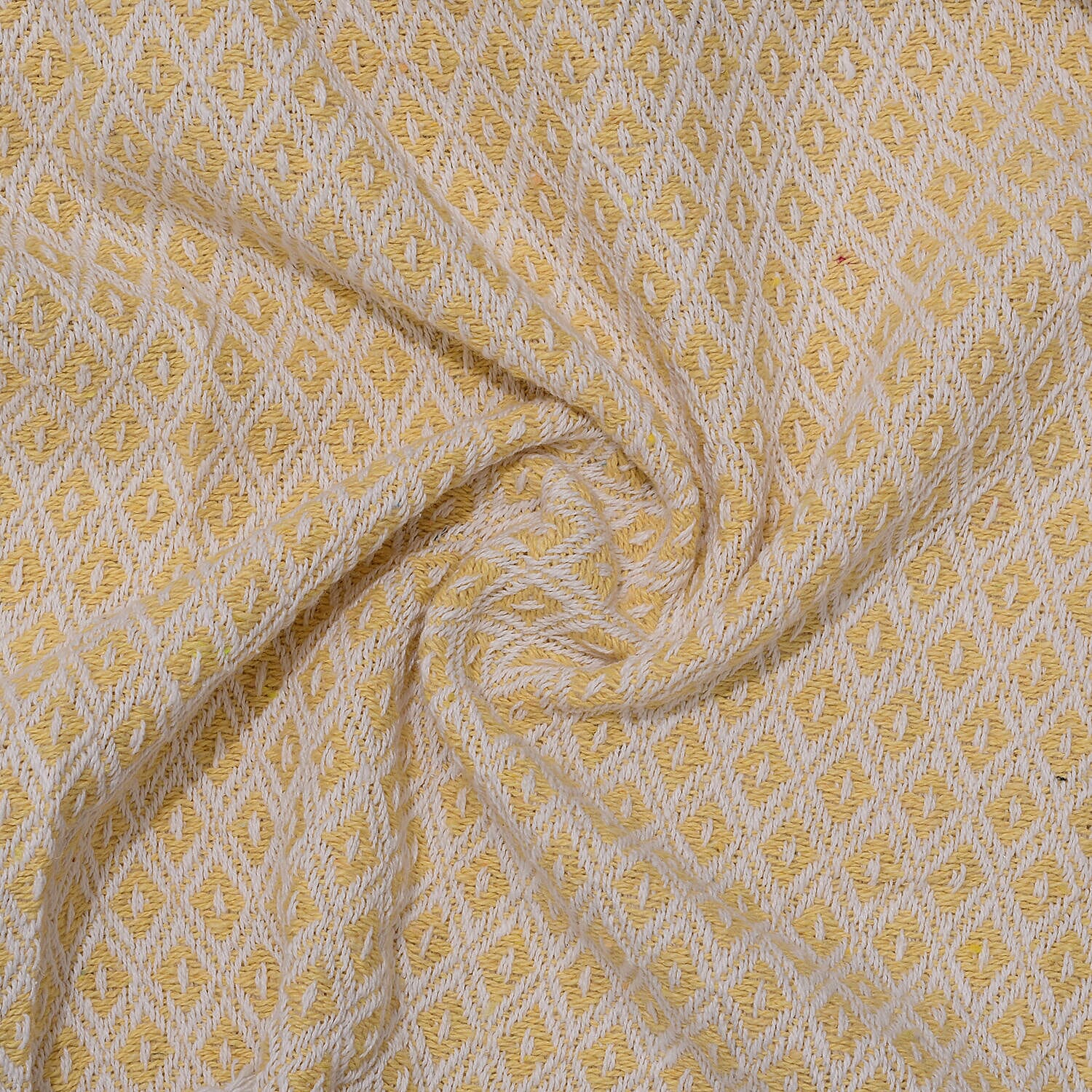 Cotton Chevron Patterned Throw Blanket (Size 170x130 cm) - Yellow
