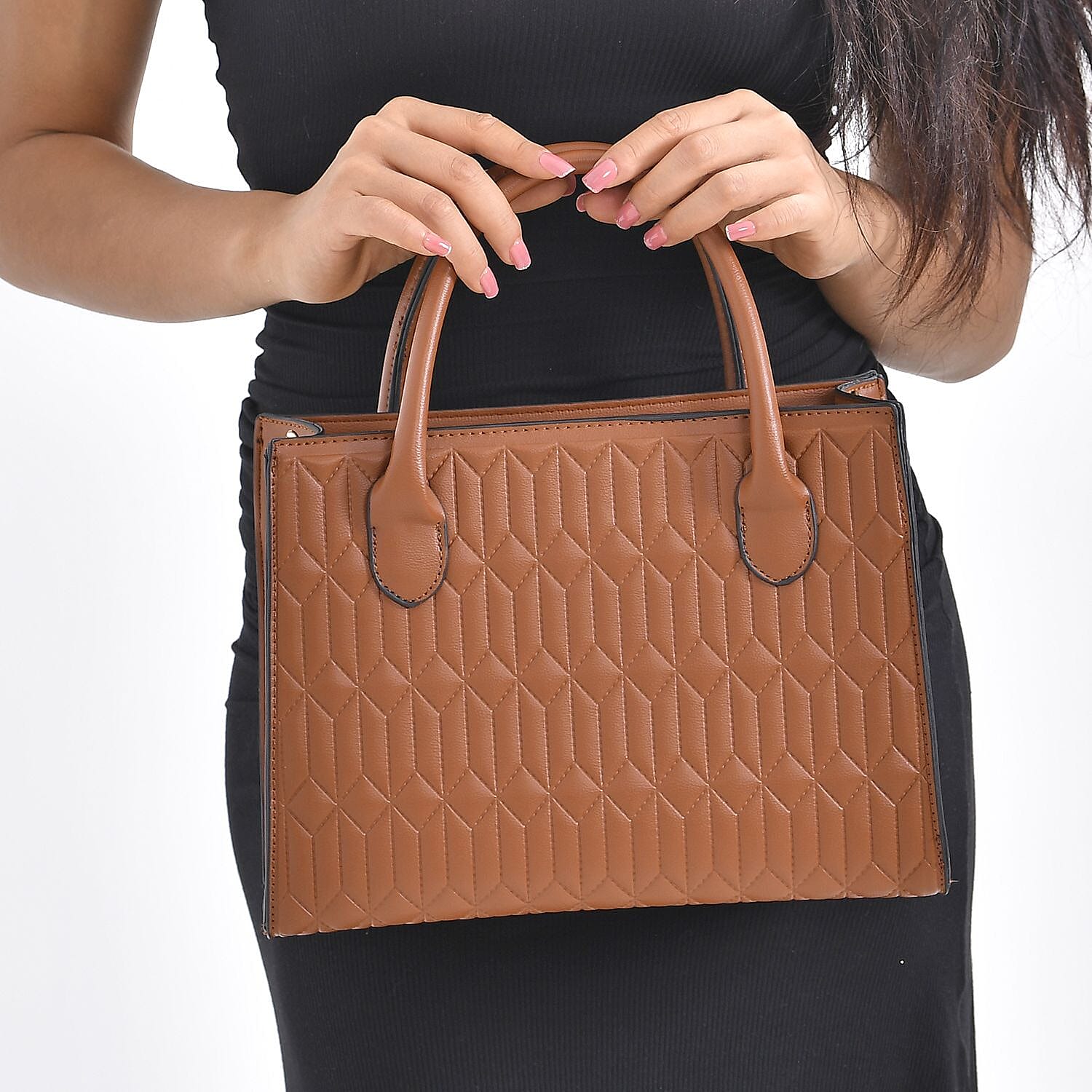 Ribbed Pattern Crossbody Bag - Tan