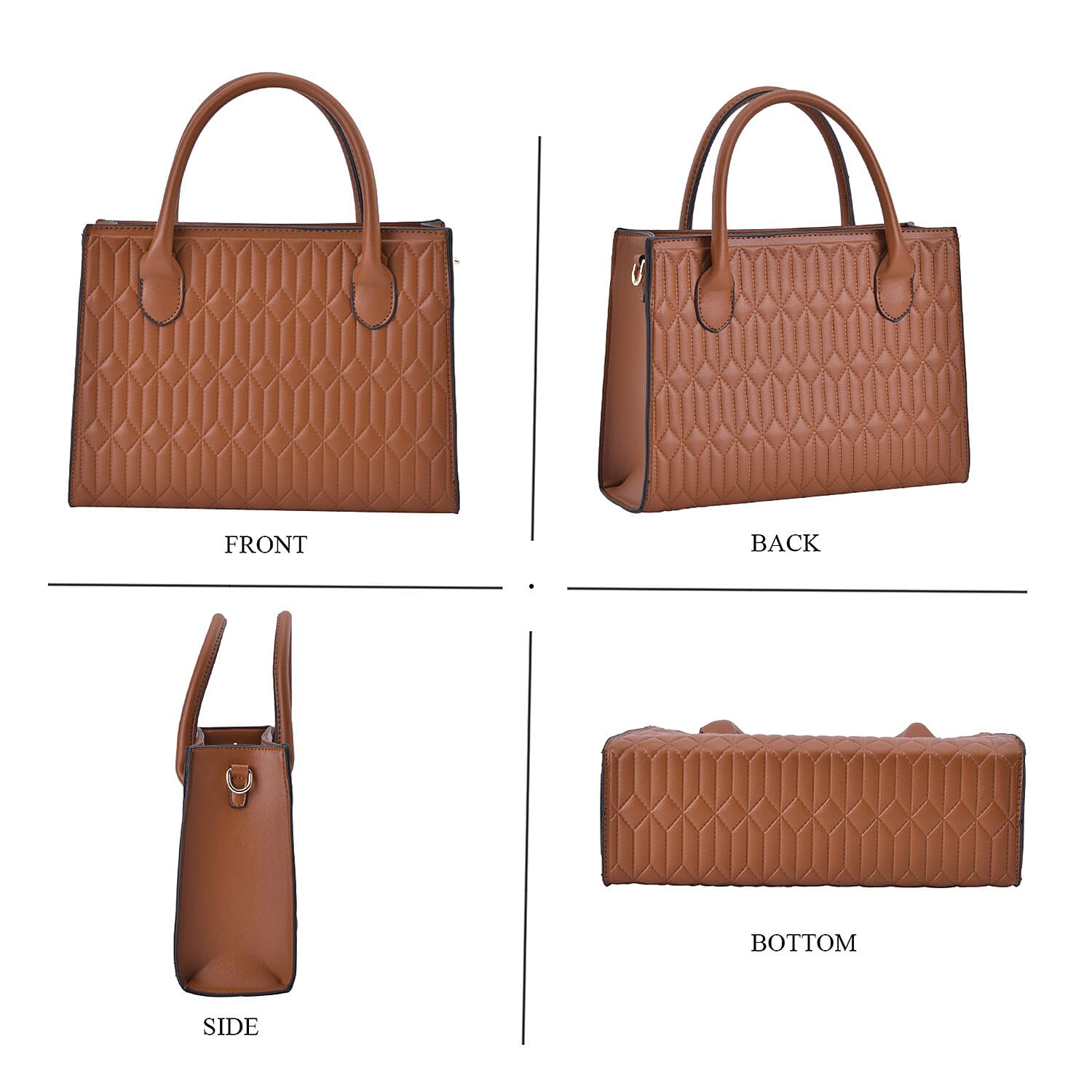 Ribbed Pattern Crossbody Bag - Tan